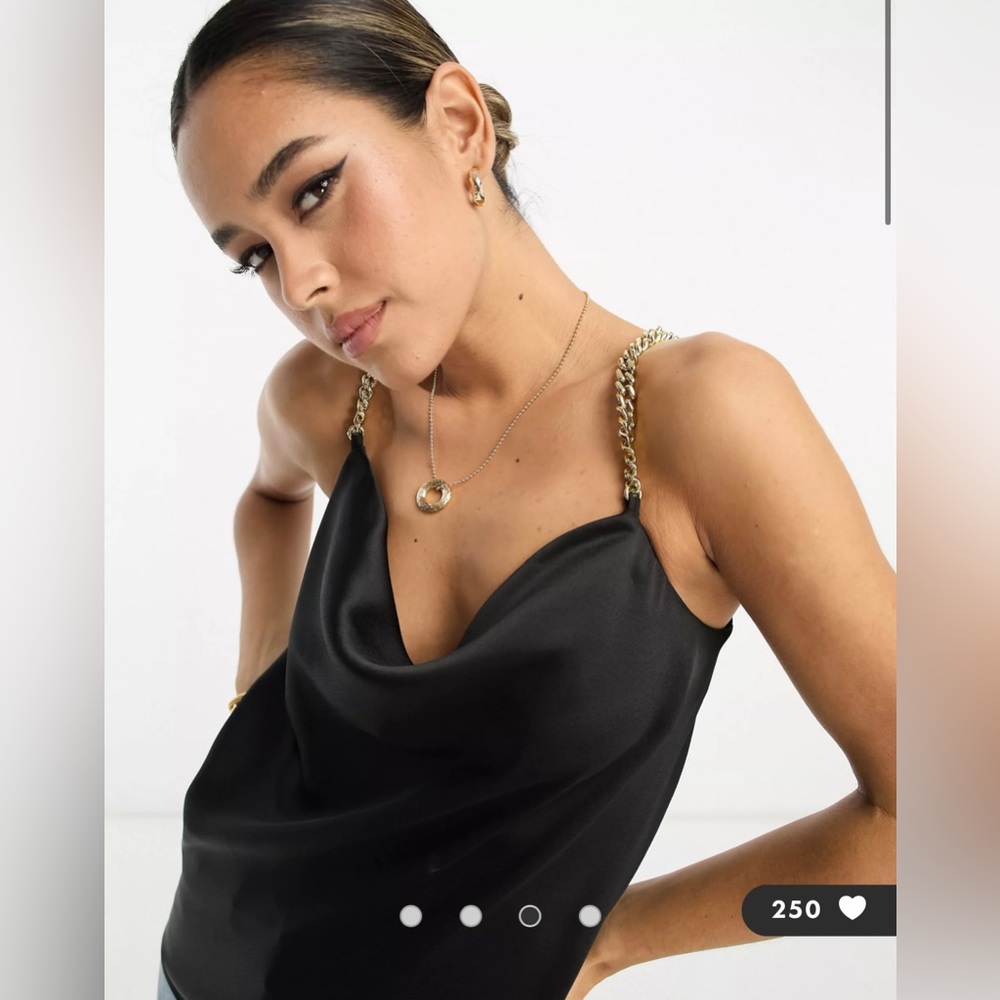 NWOT River Island Satin Cowl Neck Cami Top with Chain Straps